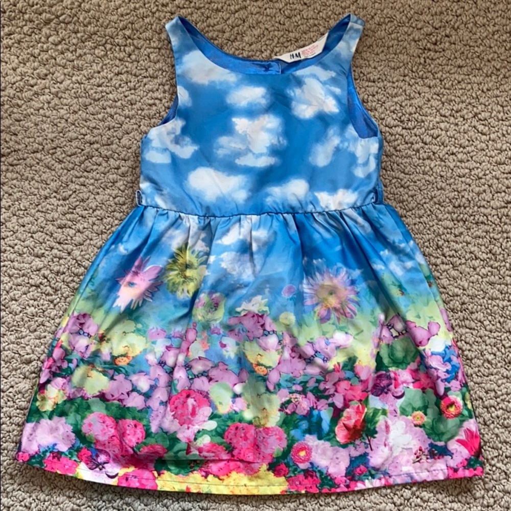 Almost New H&M Pastel Cloud and Floral Watercolor Dress